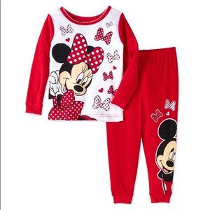 New Disney Minnie Mouse 2 piece Pajama Set